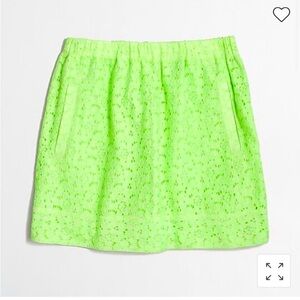 J Crew Neon Eyelet Floral Lace Skirt Green Yellow Size Small